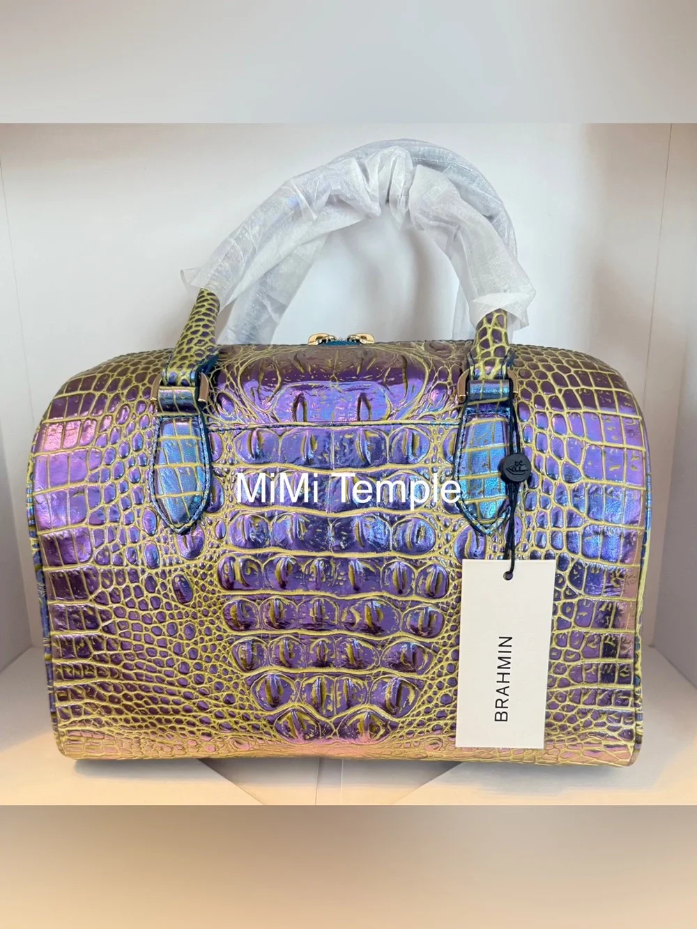 Brahmin Stacy Illuminate Croc-Embossed Satchel - RARE
